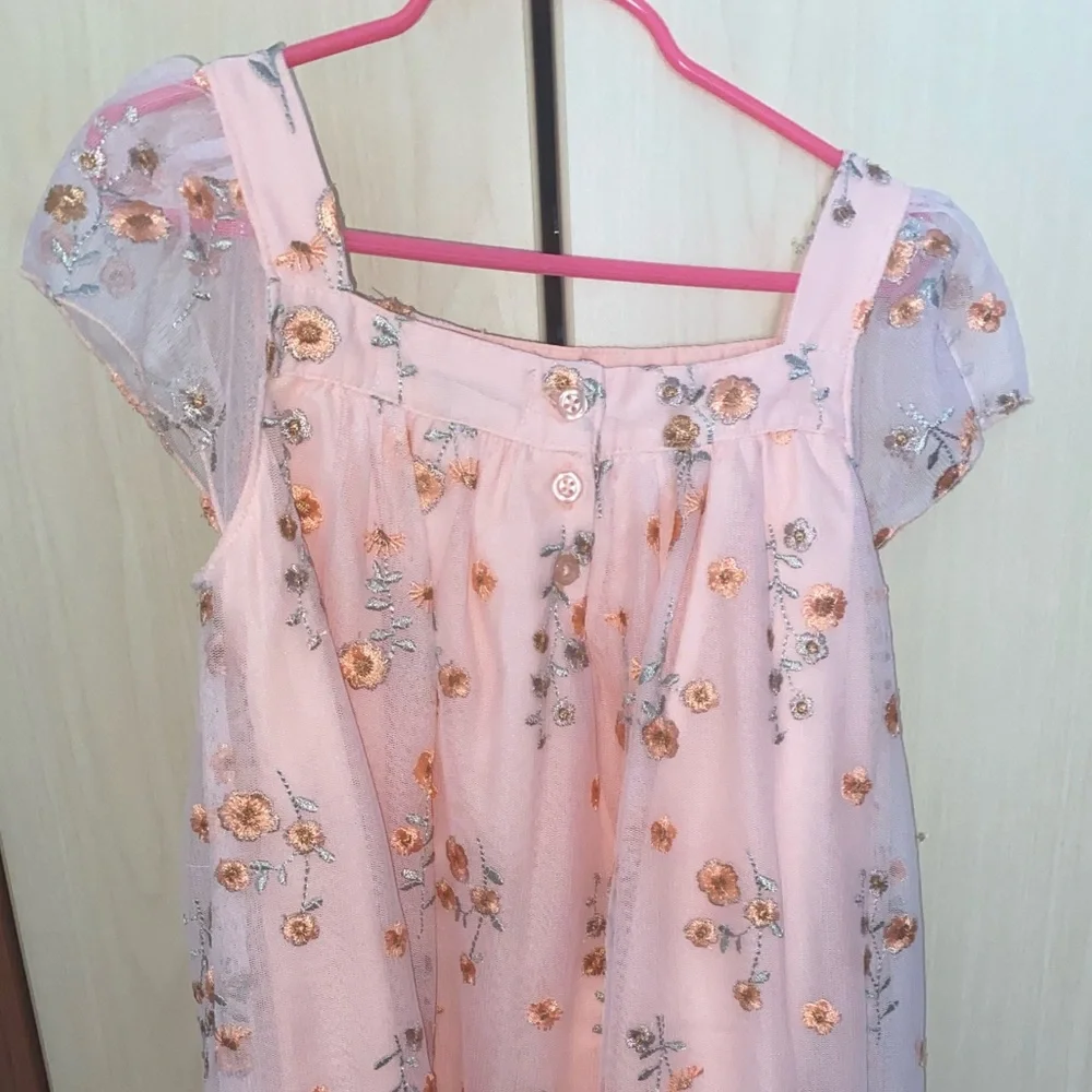 Gymboree Girls Embroidered Floral Mesh Ruffle Dress Size 10
